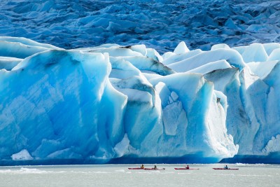 Kayaking on Grey Lake/Torres del Paine National Park - Chile "World's Leading Adventure Destination 2021" at the World Travel Awards (Credit: SERNATUR)