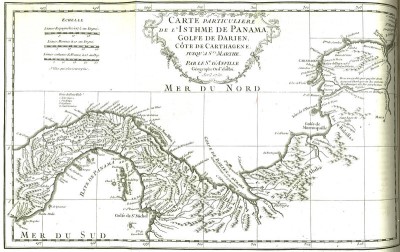 Carte de l’isthme de Panama tirée de « Histoire de l’Isle espagnole ou de S. Domingue », 1730